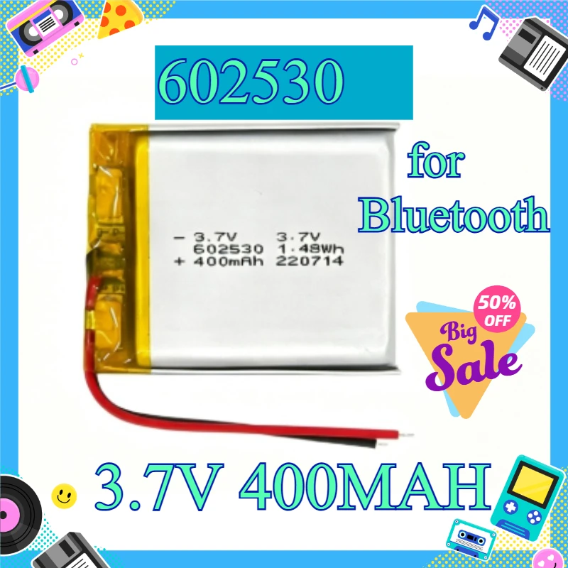 602530 400mAh 3.7V Ternary Lithium Polymer Rechargeable Battery for Bluetooth Earphone Charging Base