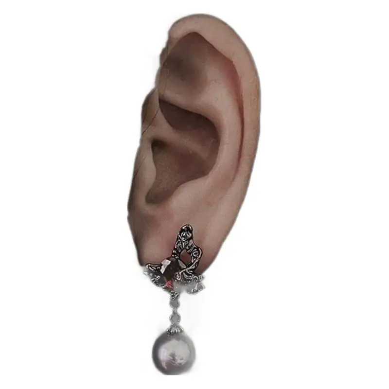 

Dark Butterfly Grey Pearl Earrings Hot Girl Hip-hop Luxury High-end Earrings Female Niche Design Earrings