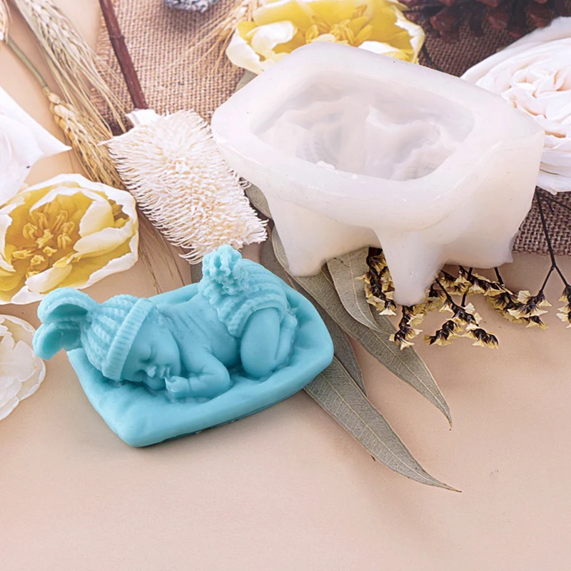 3D Baby Sleeping Shape Silicone Mold Kitchen DIY Fondant Cake Baking Chocolate Mold Handmade Soap Candle Plaster Resin Clay Tool