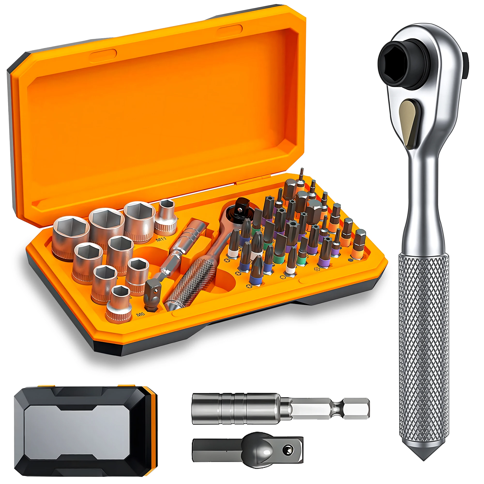 

42-in-1 Ratchet Socket Set Screwdriver, Portable Repair Tool Kit for Home, Auto, Bicycle, and Motorcycle Maintenance