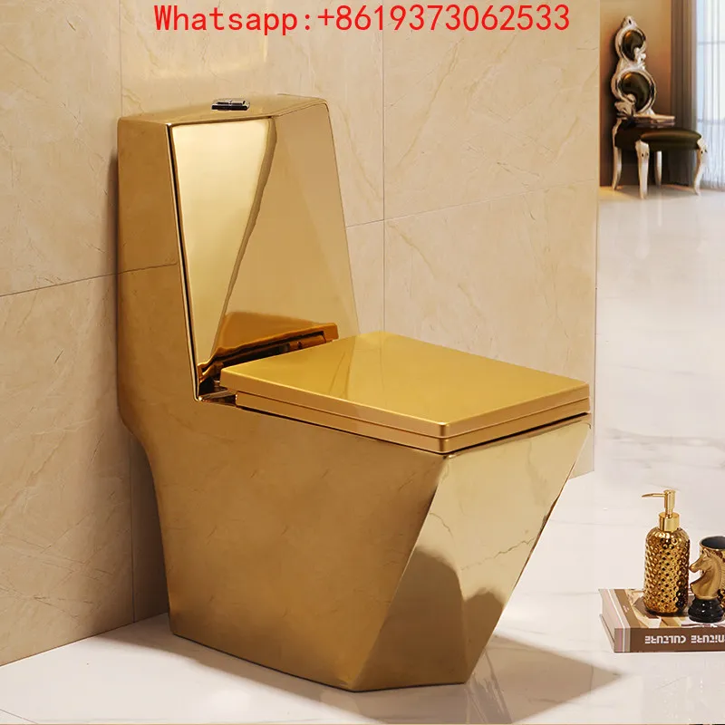 One-piece Flush Golden Toilet Siphon Water-saving European Toilet Square Diamond Color Ceramic Toilet