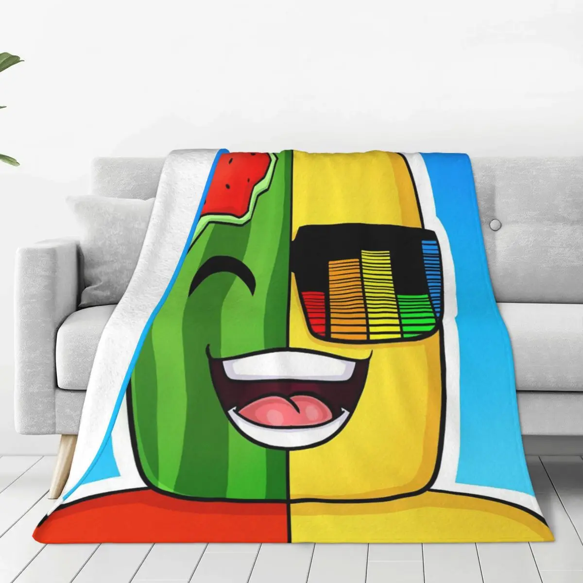 Sunny And Melon Blankets Soft Warm Flannel Throw Blanket Cover for Bed Living room Picnic Travel Home Couch