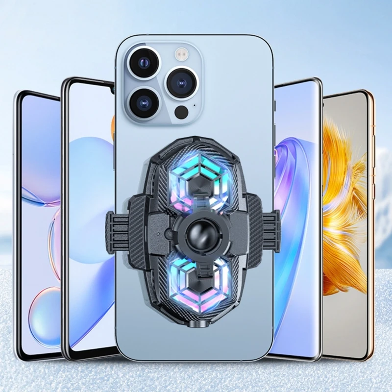 Double Fan Semiconductor Phone Cooling Stand With 17mm Ball Head Mount 1/4in Hole
