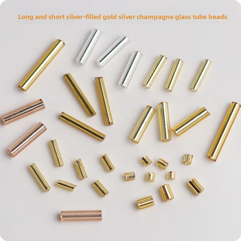 2 points 3 points 4 points Tubular silver filling glass tube beads, long tube 3-15mm round straight tube spacer beads, DIY