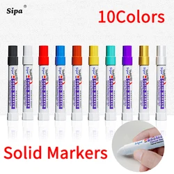 Sipa Solid Paint Markers - Permanent Marker Paint Pens - Window, Wood, & Glass Marker 10 Colors