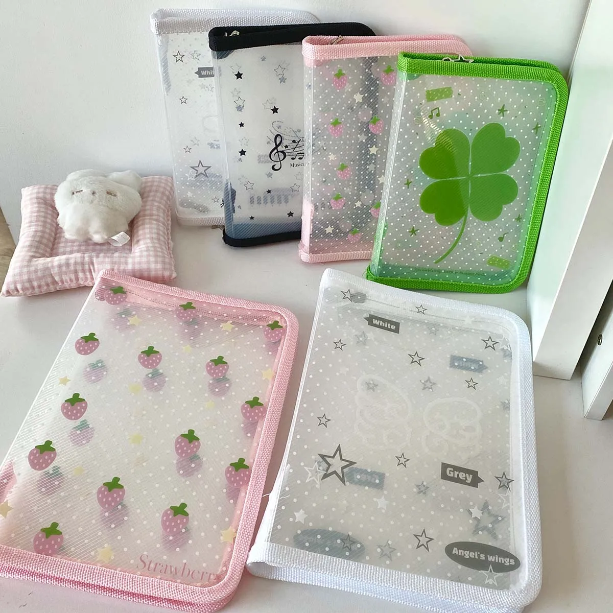 A5/A6 PP Twill Zipper Pouch Cute Stationery Storage Folder File Document Bag Zip File Folder School Office Supplies