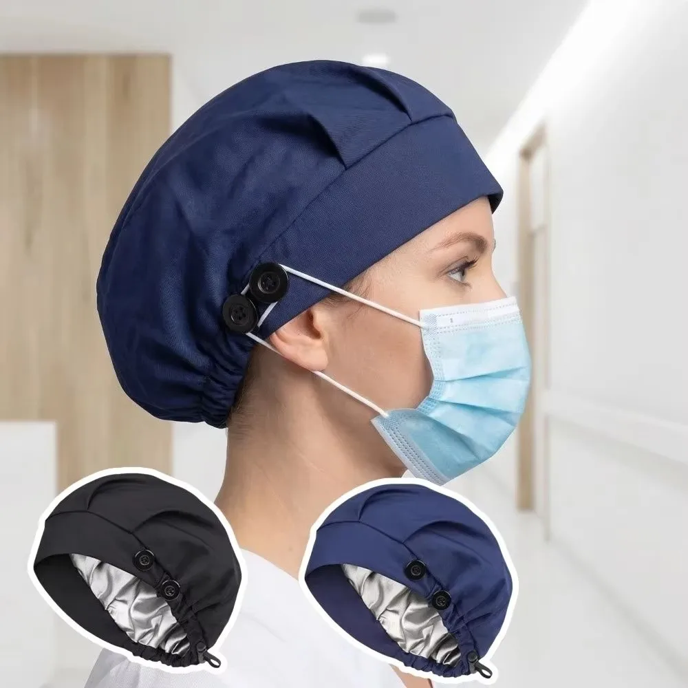 High Elastic Stretch Operating Room Work Hat HeadCover Cotton Double Layer Turban Hat Breathable Adjustable Bouffant Chemo Cap