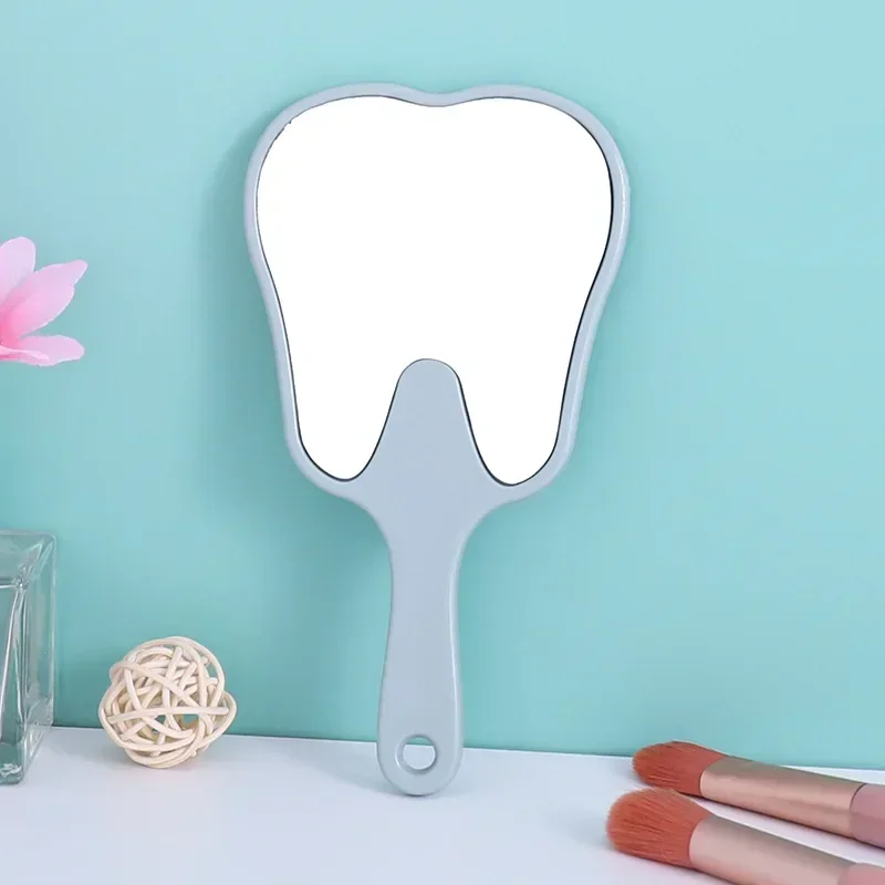 Tooth Shaped Handheld Mirror Cute Makeup Mirror Hand Held Dental Mirrors With Handle High Definition Hand Makeup Mirrors