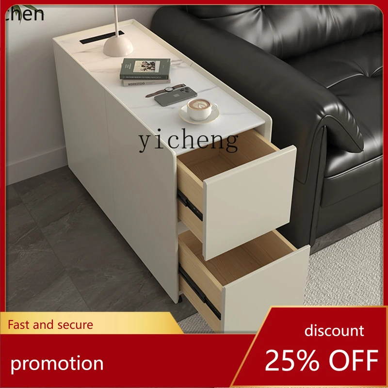 HXL Solid Wood Lacquered Sofa Side Cabinet High-End Side Cabinet Movable