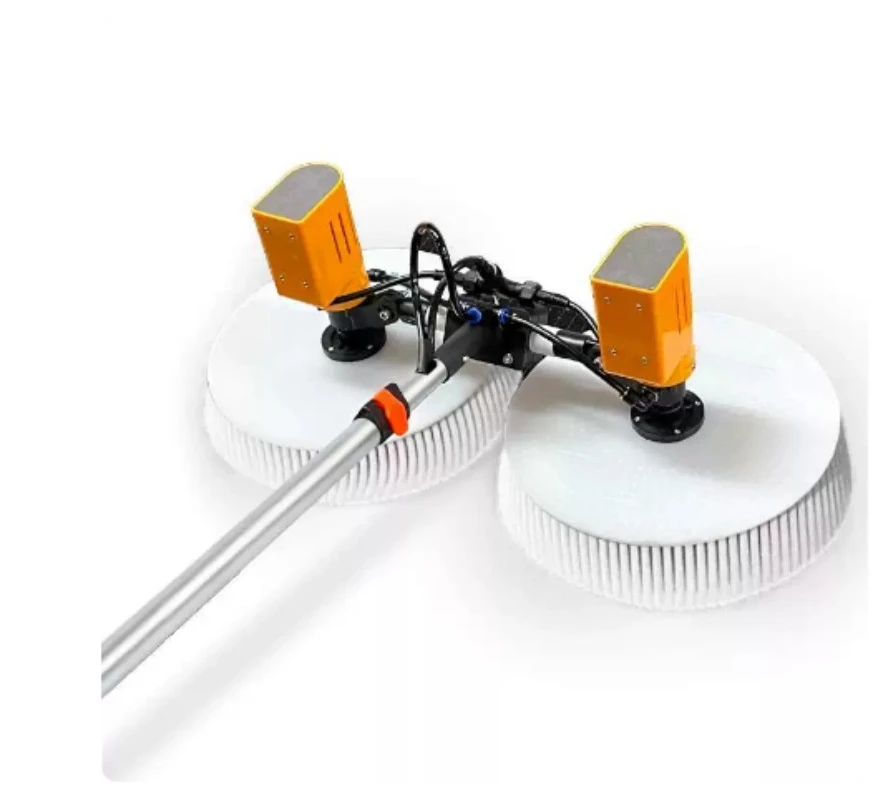 7.5m Telescopic Solar Panel Cleaning Brush, Cordless Double Rotating Head for PV Panel, Battery Powered