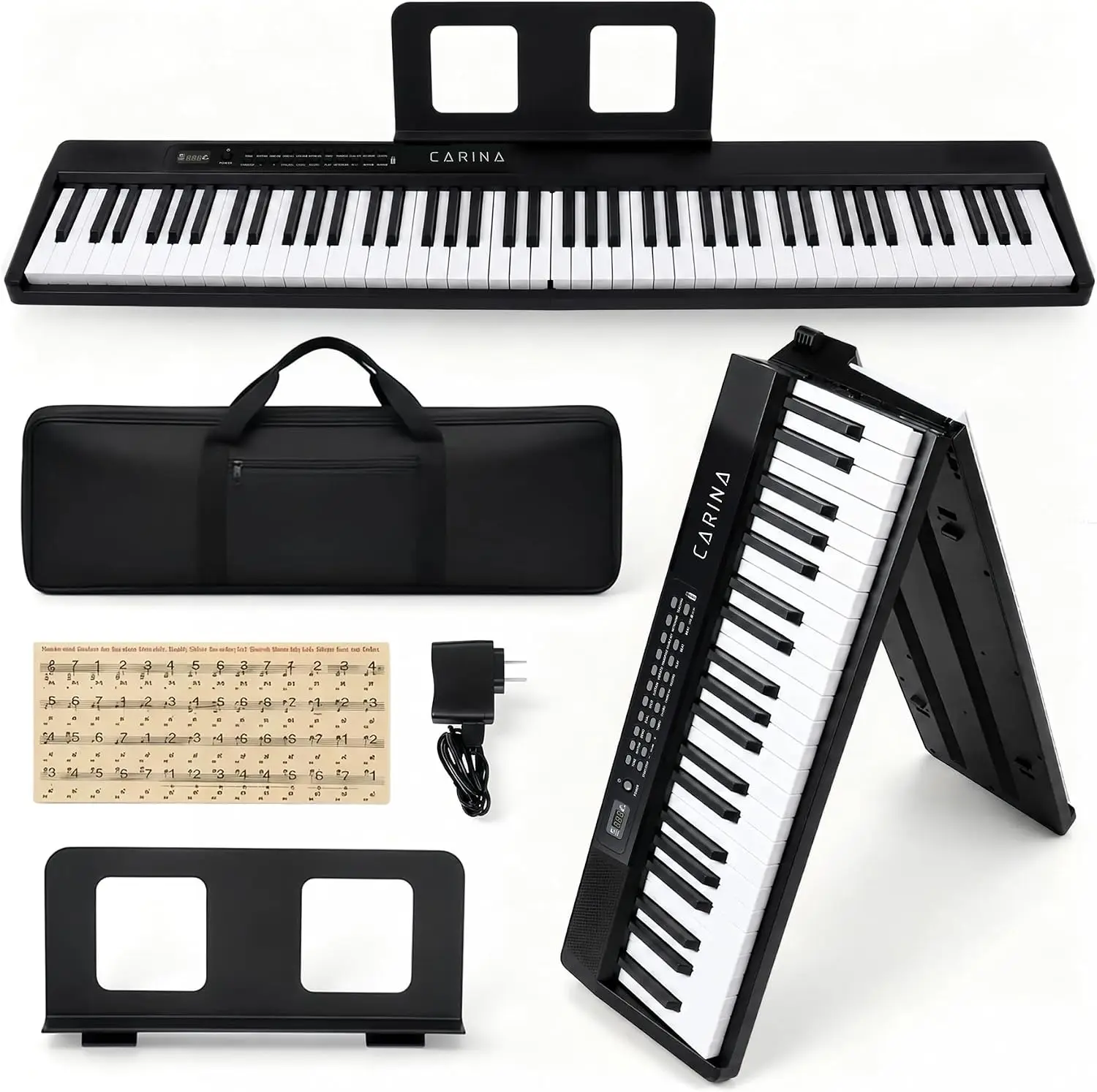 Foldable 88-Key Digital Piano, Semi-Weighted Portable Keyboard