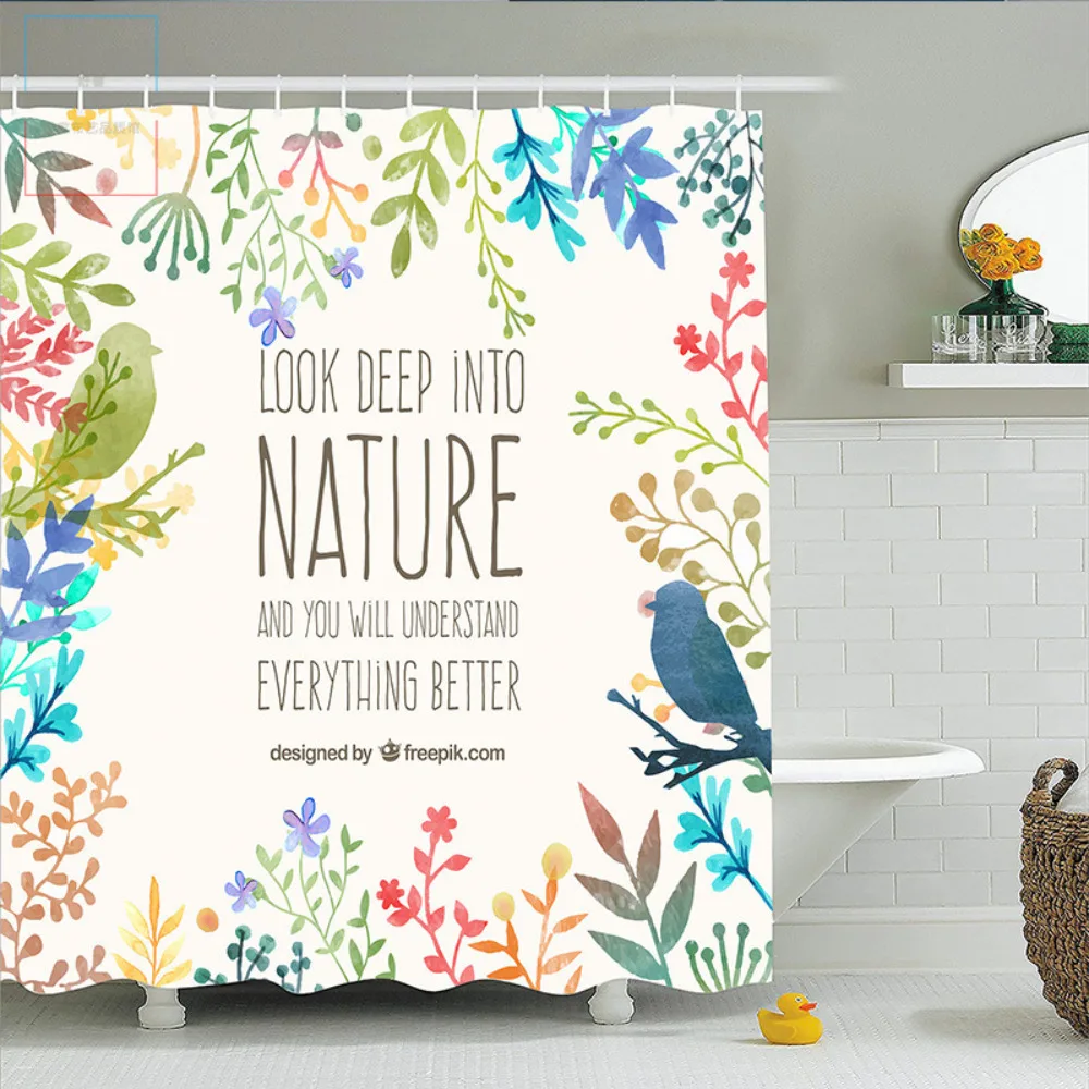 Digital Print Shower Curtain Natural Bird Household Good Practical and Durable Shower Curtain 200CM X 200 CM