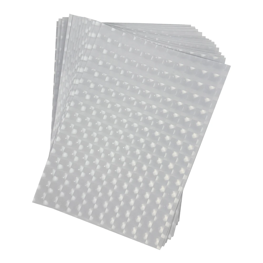 65% Clear Waterproof Printable Vinyl for Durability - 3D Prismatic Dot Holographic Paper, A4 20-Sheet Pack for Outdoor Stickers