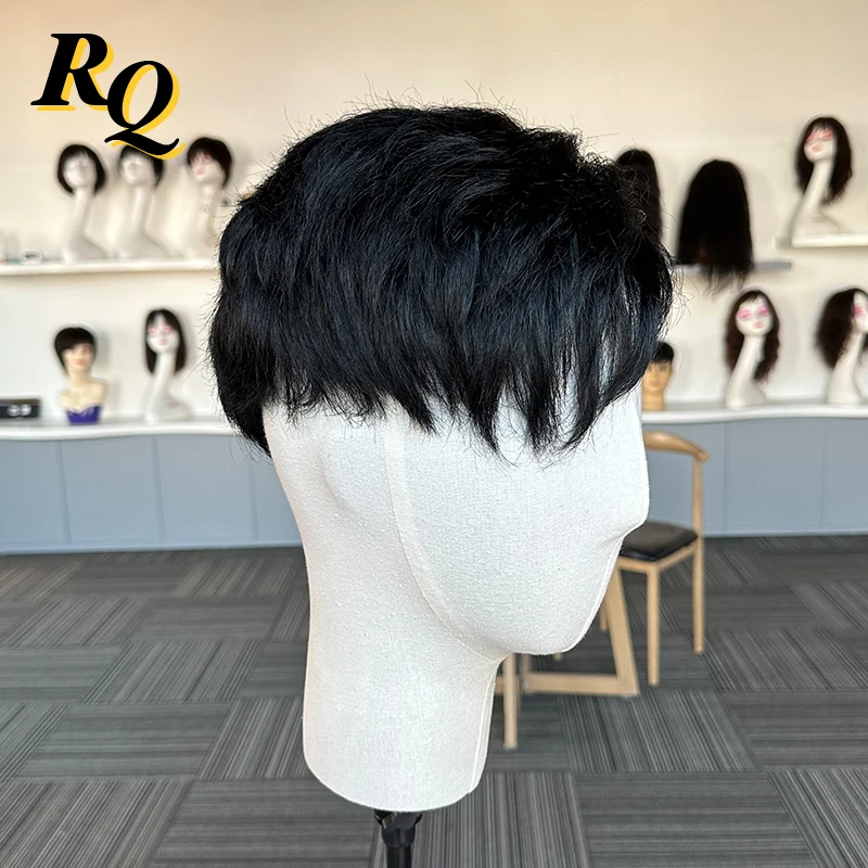 Men's Toupee Pre Cut Hair For Men Full Lace Base Human Hair Replacement Toupee System Unit Male Wig Hair Prosthesis