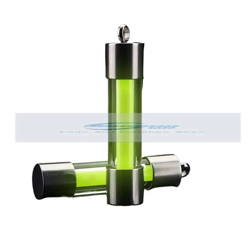 Luminous tube pendant edc keychain Non-tritium tube luminous pendant Stainless steel glass luminous pendant