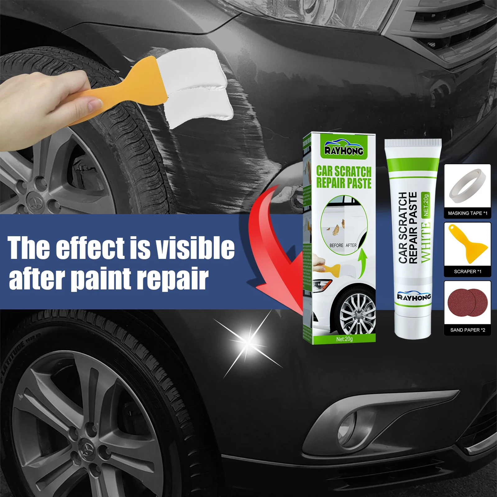 Car Quick Drying Small Soil Repair Set Cleaning Decontamination Polishing Car Scratches Fill Defects Repair Agent