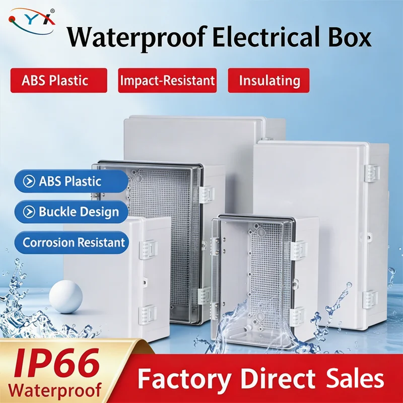 IP66 Waterproof Gray/Transparent Electronic Box - Outdoor Distribution Enclosure Case with Hinge for Instruments PC Plastic