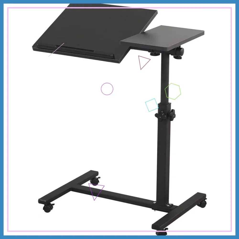 

Adjustable Rolling Laptop Stand with Wheels, Height Adjustable Tray Table for Bed Sofa Use