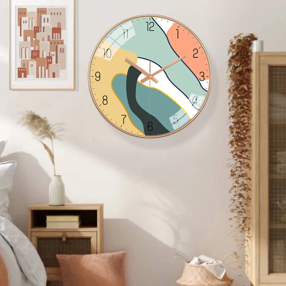 

Minimalist Round Wall Clock Geometric Abstract Design ABS Frame Silent Quartz Movement Decoration For Living Room Bedroom