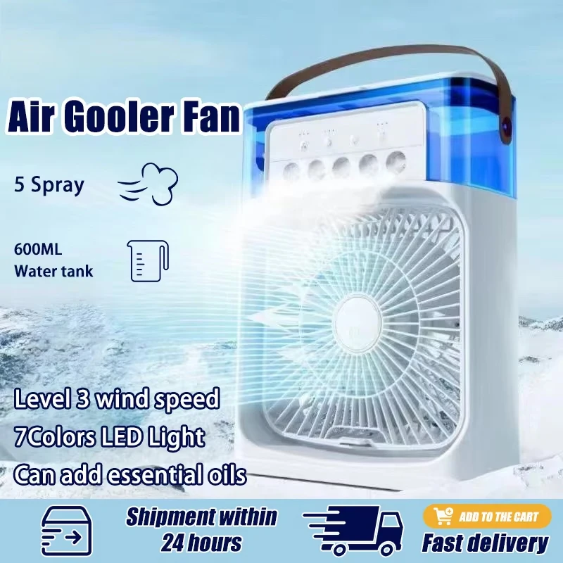 Portable 3 In 1 Fan AIr Conditioner Household USB Electric Fan LED Night Light Humidifier Air Adjustment Office Home Fans