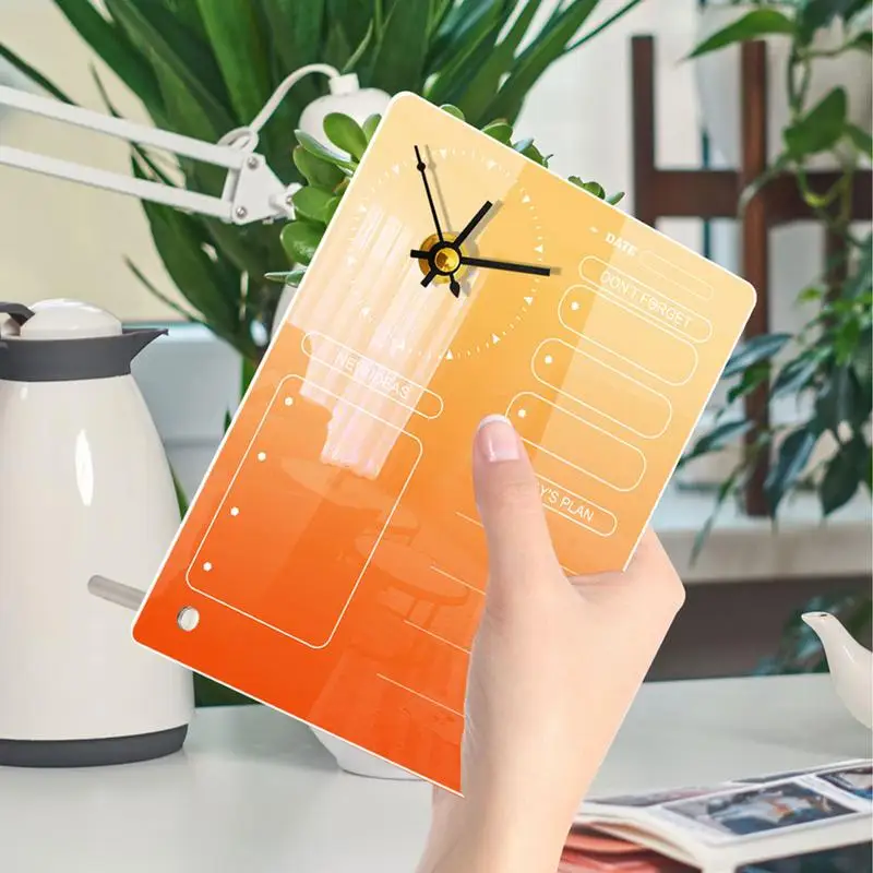 Acrylic Note Board Creative Clock Message Memo Board For Sticky Notes Name Card Phone Holder Desktop Decoration