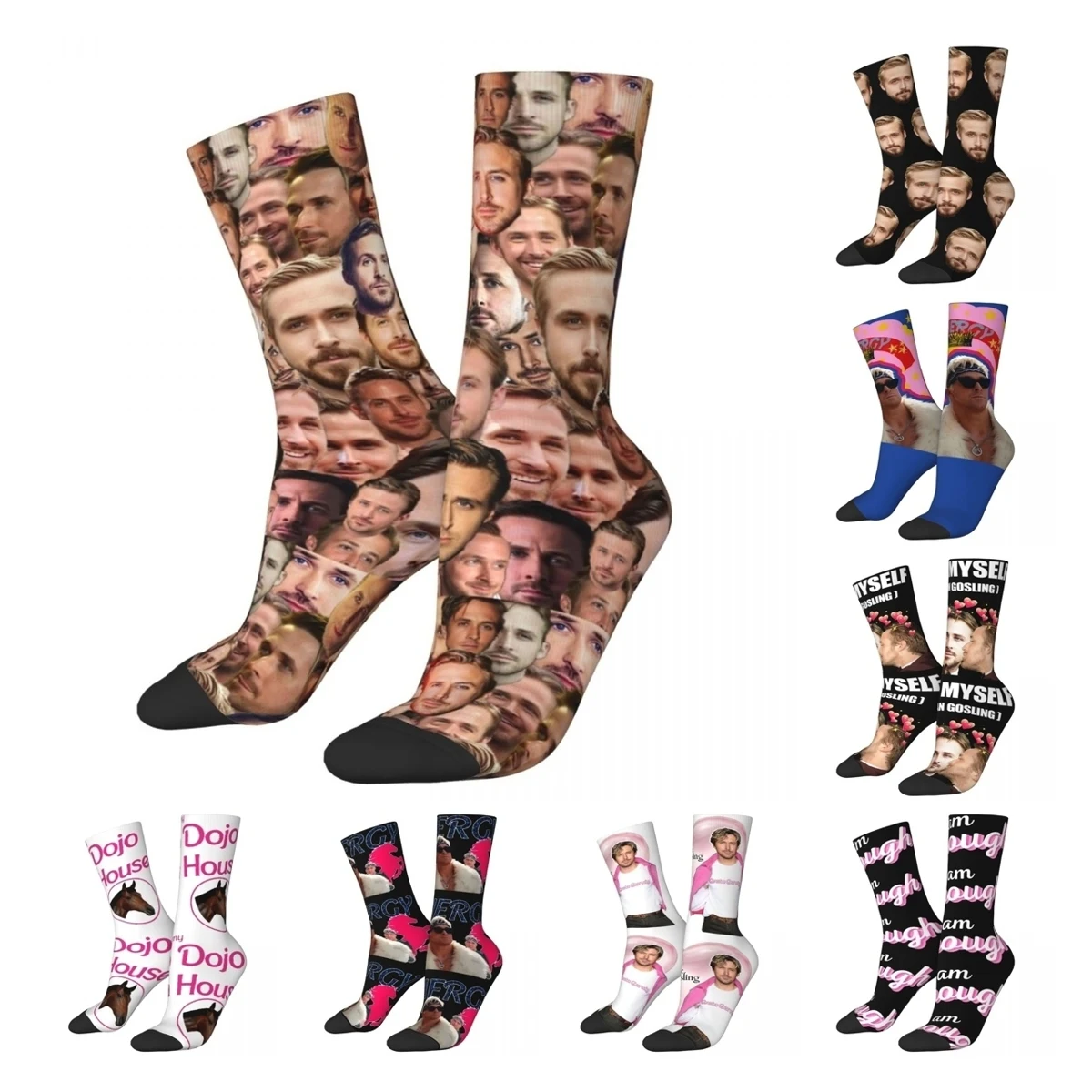 Ryan Gosling Theme Crew Socks Stuff for Man Women Cozy Print kabbastanza Kenergy Socks Mojo Dojo Casa