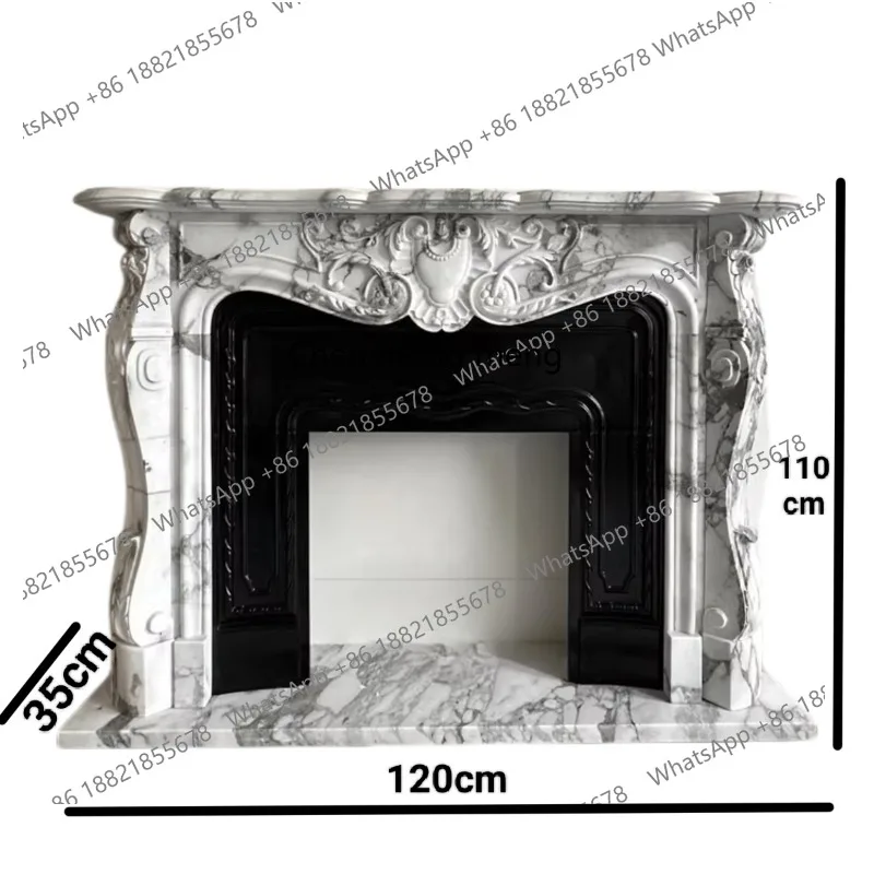 Marble natural white European carved fireplace living room heating decoration ornament