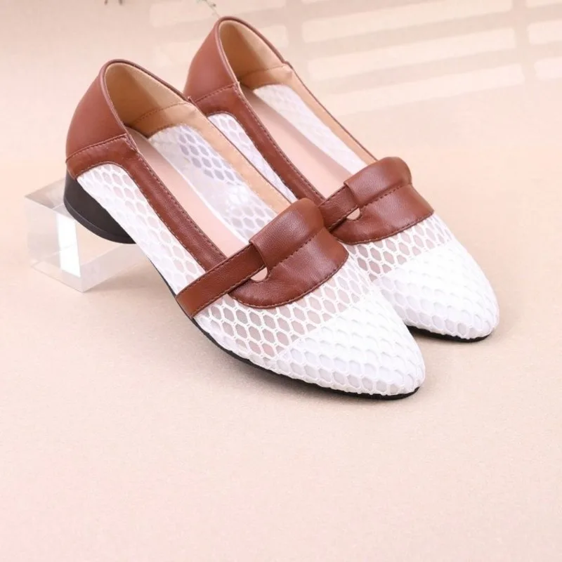 المرأة حذا فردي للسيدات عصرية عادية أشار تو كعب منخفض مسطح تنفس شبكة عدم الانزلاق حذا فردي للسيدات 2025 حذاء مسطح شعبي #2