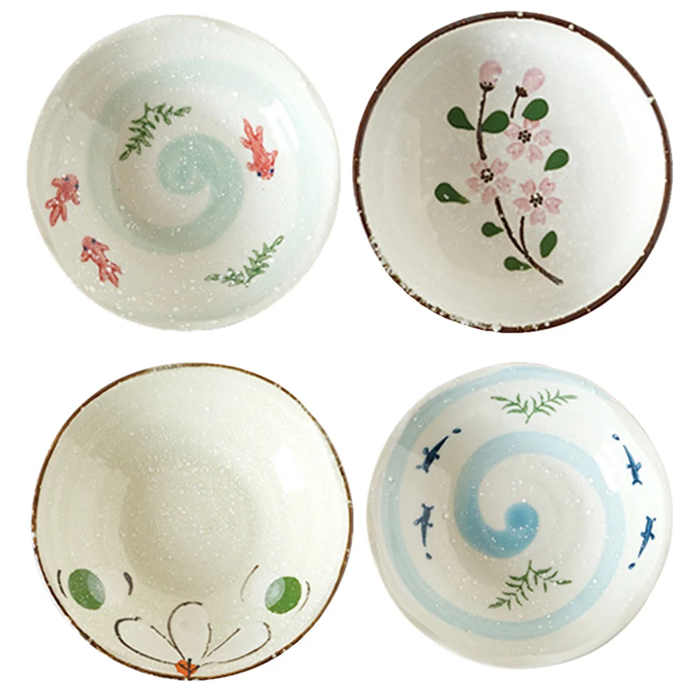

4Pcs Ceramics Seasoning Dish Set Exquisite Smooth Condiment Saucer for Soy Vinegar Oil Salt Sauces Appetizer Snack Food Dipping