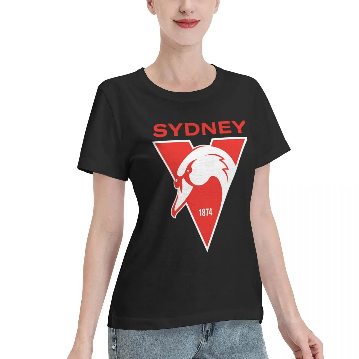 Wardrobe Filler Sydney The Bloods Swans Haughty Swannies-Logo Women's T-shirt Date Outfit Wholesale Blank Tee