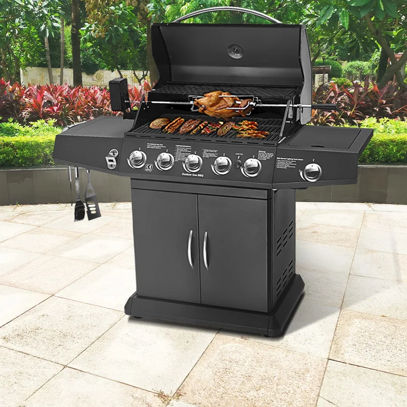 5-Burner Stainless Steel Gas BBQ Grill Korean Style Heavy Duty Outdoor Cooking for Villa Backyard Premium Quality