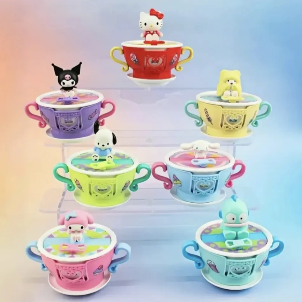 Sanrio Hello Kitty Blind Box Anime Figure Cinnamoroll My Melody Figurine Model Toy Rotating Touch Cup Series Children's Toy Gift