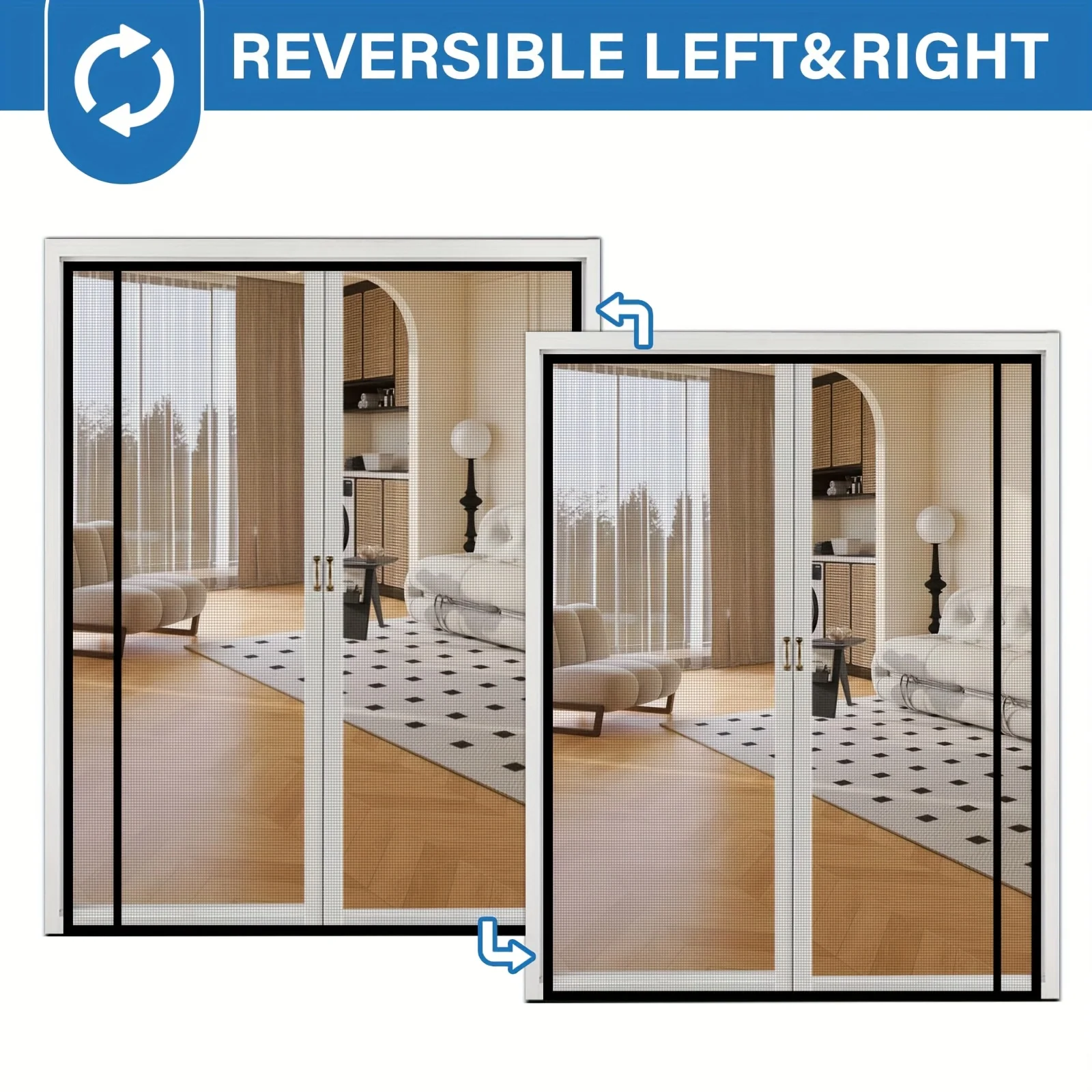 

Магнитная дверная сетка, двусторонняя (левая/правая) шторка, улучшенная полиэстеровая сетка от комаров, для балкона, во французском стиле