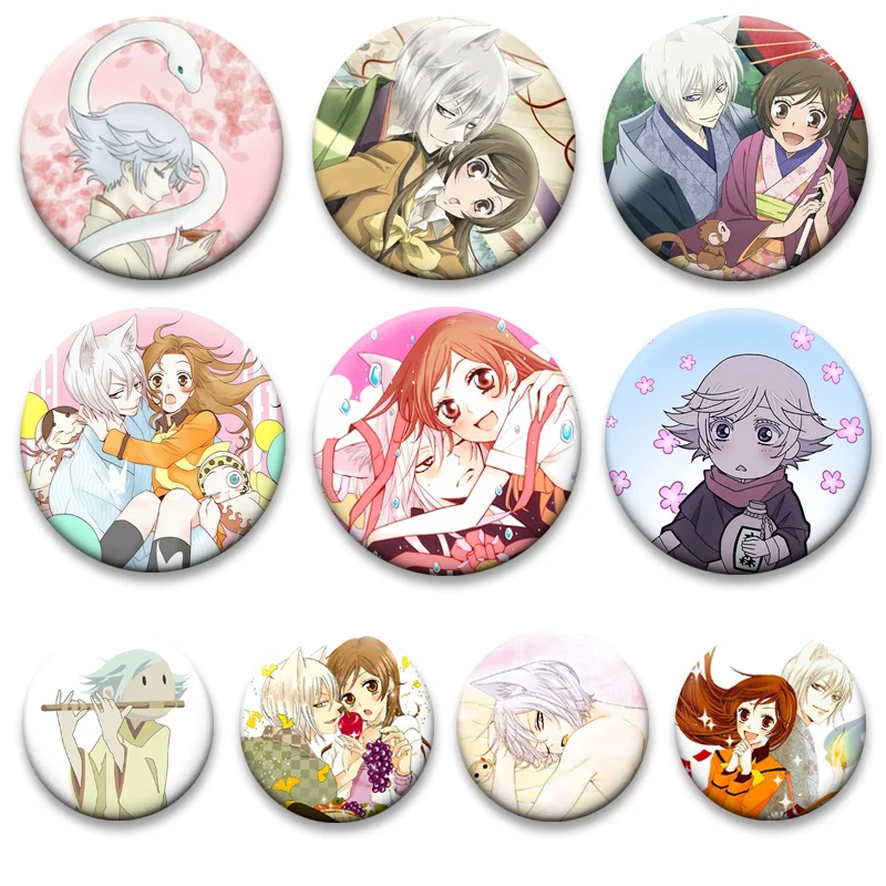 Anime Kamisama Love Button Pins Round Cartoon Brooches Mi Zu Ki,Tomoe,Momozono Nanami Comic Badge Bag Accessories Jewelry Gifts