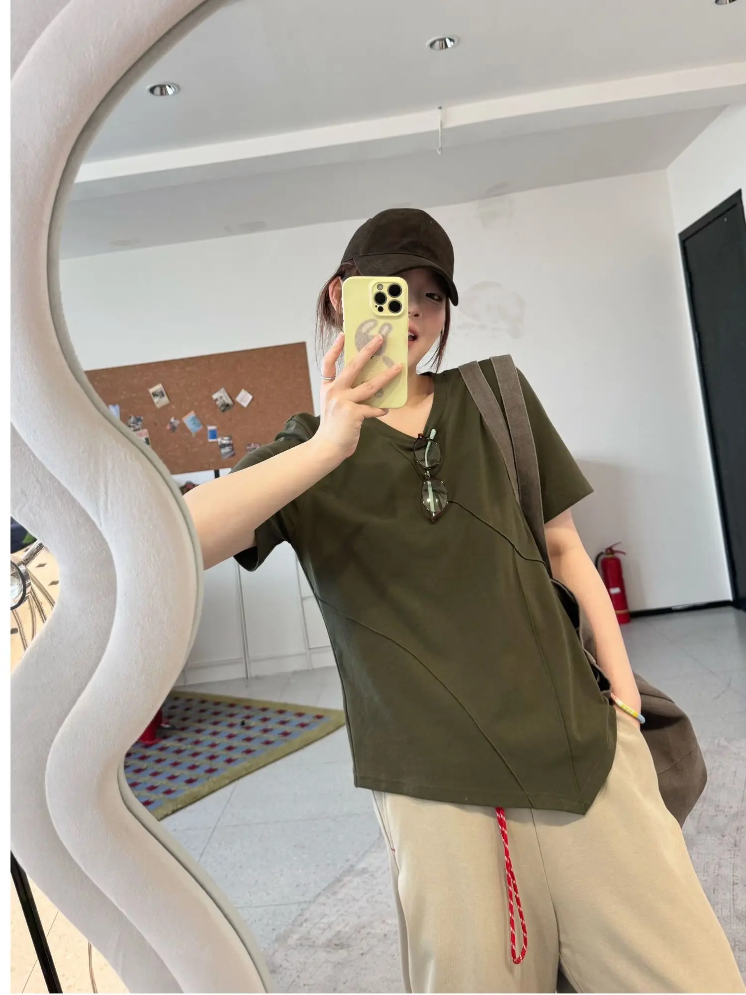

JINGU Green Label Short Sleeve round Neck T-Shirt 3D Structure Line Versatile Style Regular Thickness Spring 2026 Hanfu Top