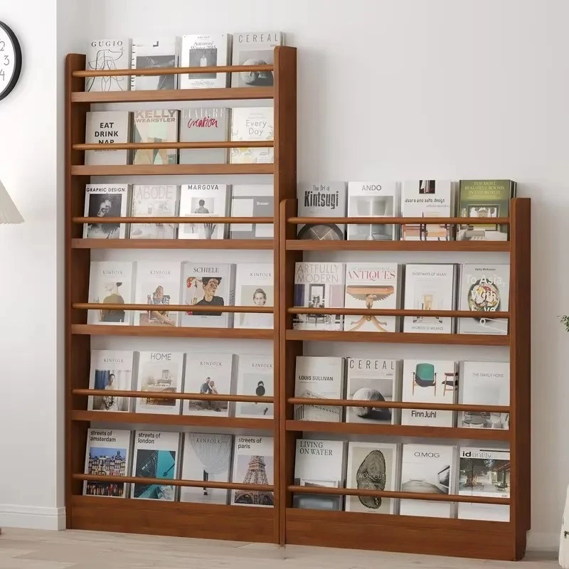 Behind the door, there is a small bookshelf,  multi-layer solid wood ultra-thin bookcase, newspaper rack,  narrow slit