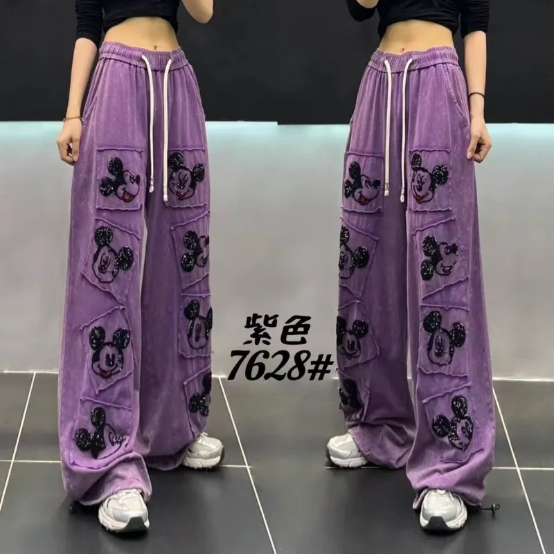Pantalon surdimensionné pour femmes, nouveau Style coréen, mode Mickey, Tube droit, survêtement pour femmes, Harajuku rétro Y2k, Streetwear, printemps été