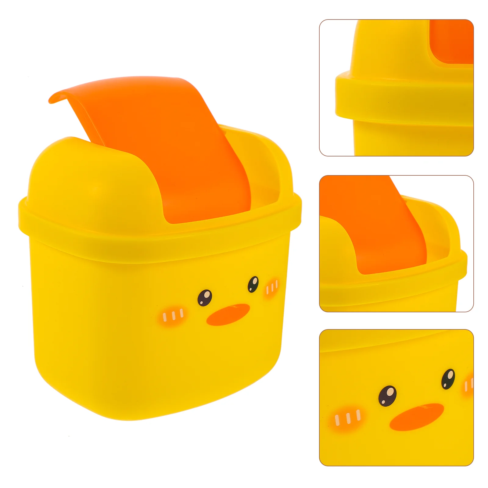 Little Yellow Duck Trash Can Car Bin Cute Desktop Garbage Mini Plastic Storage Container Table Waste Sundries Cans Buckets