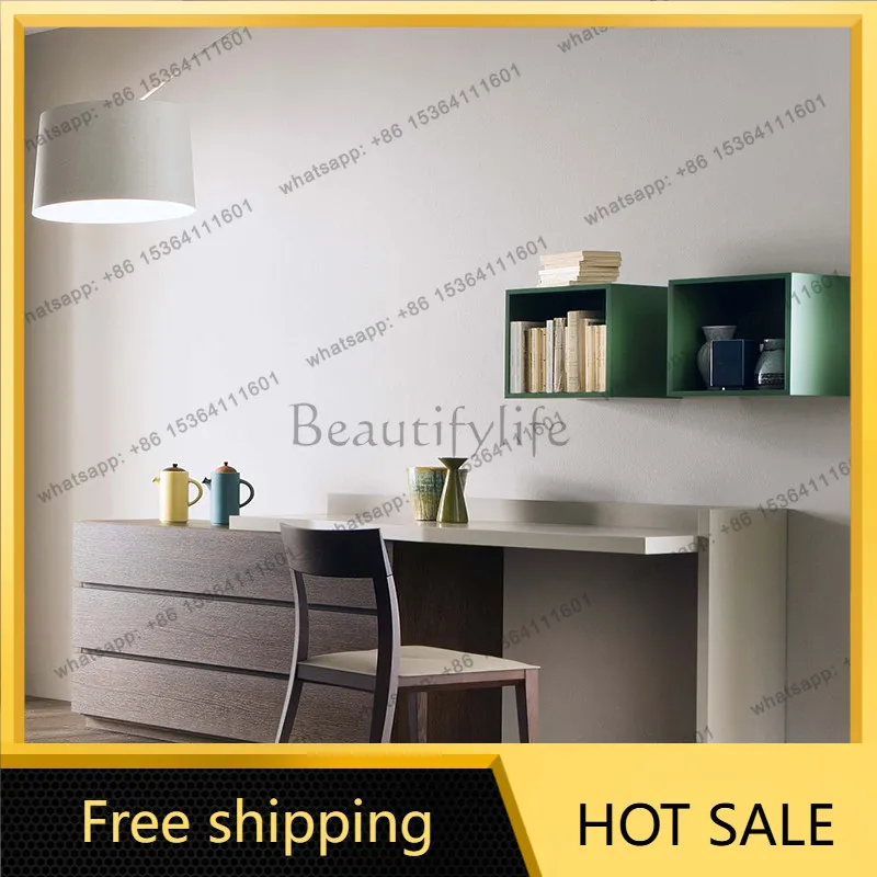 Factory Direct Italian Minimalist Desk Bedroom Bedside Bucket Cabinet Dresser Integrated