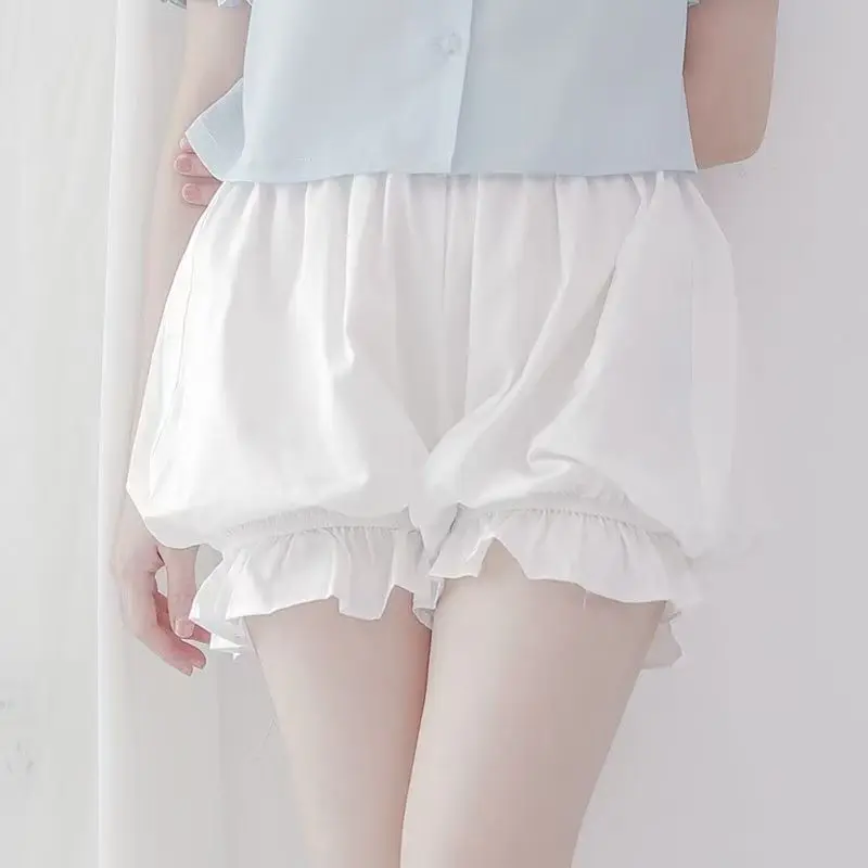 Japan Sweet Lolita Chiffon Lantern Shorts Women Casual Lace Ruffle Underskirt Lo Layered Anti Chafing Inner Safety Short Pants