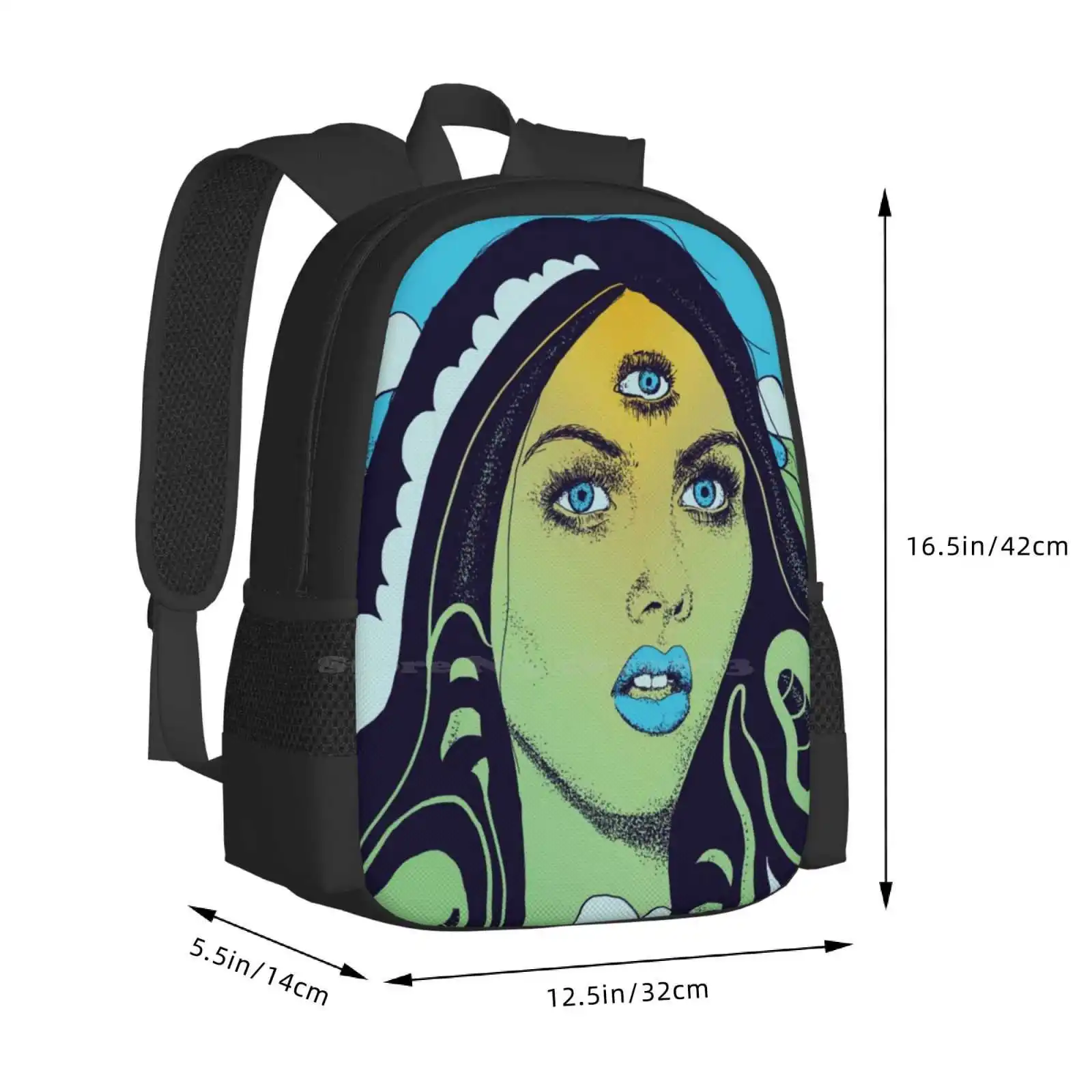 Wahrsager Verity in blauen Tasche Rucksack für Männer Frauen Mädchen Teenager psyche delisch okkulten trippy Hippie Magie blau Hexerei