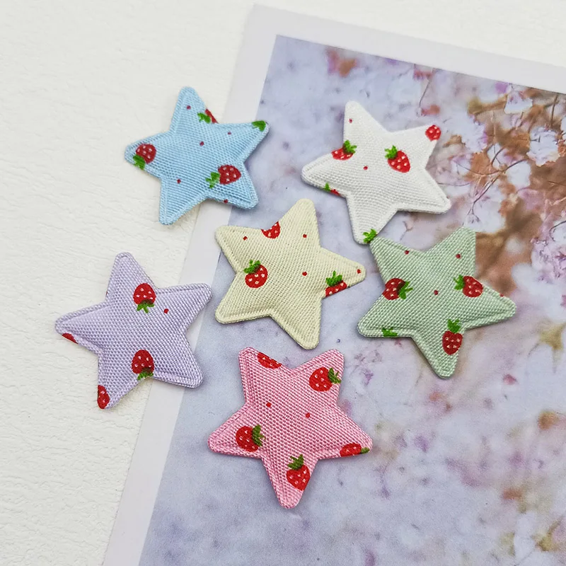 60 Stück, 3,3 cm, niedliche Erdbeer- und Stern-Applikationen zum Aufnähen, für Kinder-Haarreifen, Haarspangen, Accessoires, Hüte und zur Dekoration. – Detail 3