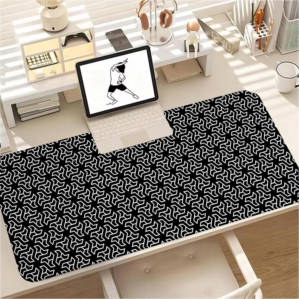 

Черно-белый коврик для мыши, коврик для ноутбука, настольный коврик, большой игровой коврик для мыши с волнистым узором, коврик для мыши для офисного компьютера, геймера, ковер, коврик для мыши