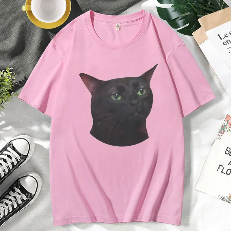 Zoned Out Cat Meme T-Shirt Men Women Clothes Summer Fashion Oversized Short Sleeves T Shirt Aesthetic Funny T Shirt Streetwear