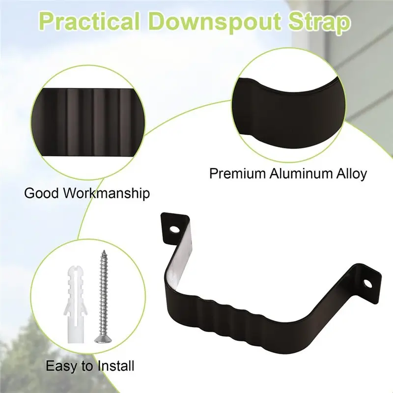 [NEW!A93G】 Downspout Bracket Kit Expansion Screws And Pipe Clamp For Outdoor For Roof Rainwater Drainage Systems Installation