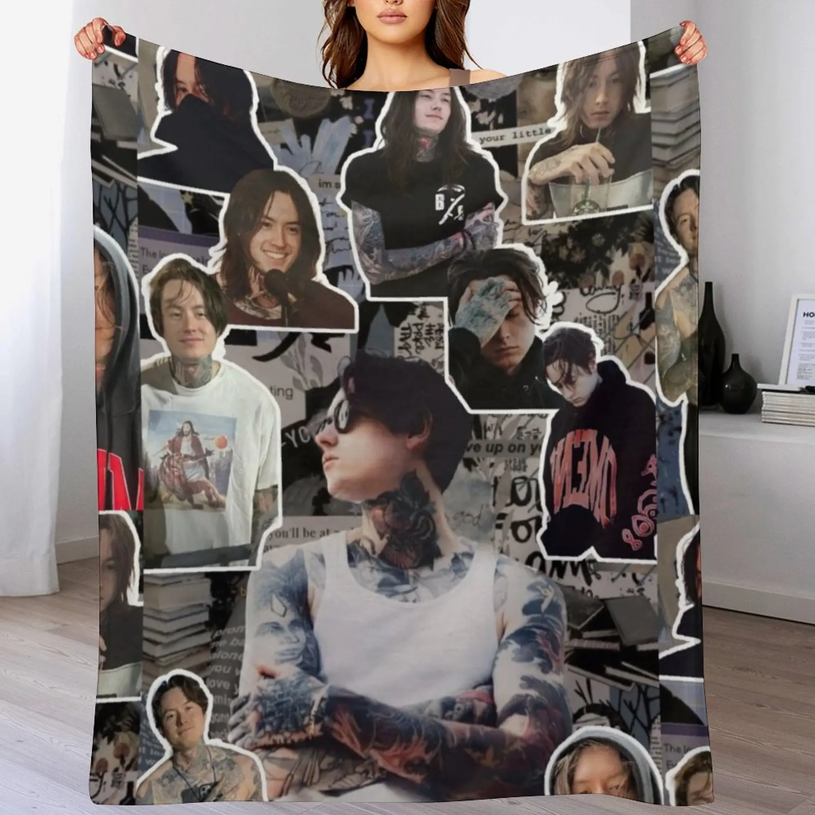 

noah sebastian photo collage Throw Blanket funny gift Fashion Sofas Vintage Blankets