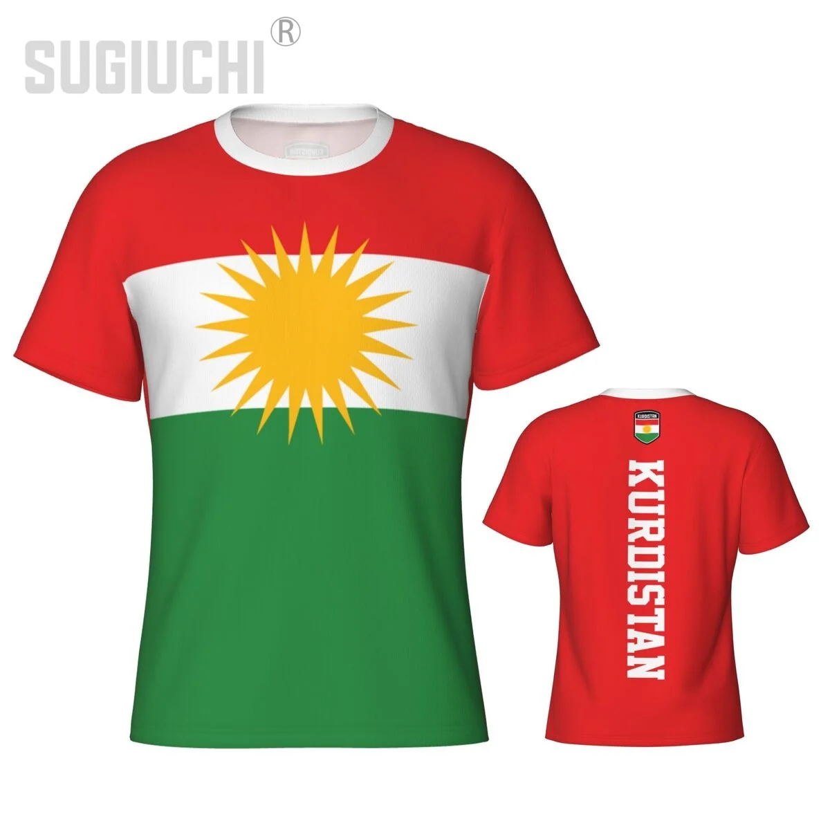 Eng anliegendes Sport-T-Shirt Kurdistan Flagge 3D für Herren Damen Trikots Kleidung Fußball Fans Geschenk Patriotisches T-Shirt