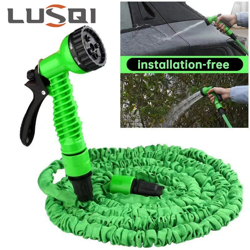 

LUSQI 25FT-100FT Expandable Magic Hose High Pressure Multifunctional Water Hose For Car Cleaning Garden Irrigation Spray Gun