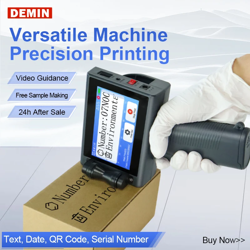 DEMIN T20 Automatic Handheld Inkjet Printer Small Food Packaging Bags and Bottles Batch Production Date Logo Inkjet Coders