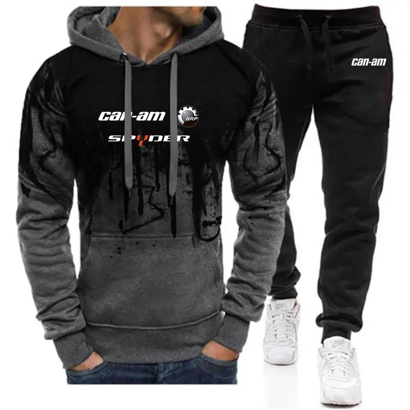 2024 New Can Am Spyder Motorcycles Men's Spring and Autumn Zipper Print Hoodies Sports Gradient Color Comfortable Versatile Set